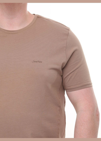 Коричнева футболка чоловіча коричнева однотонна пряма з коротким рукавом Jean Piere Пряма