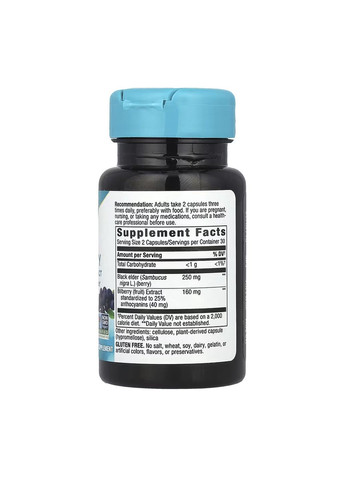 Биологически активная добавка для здоровья глаз Черника 60 капсул веганская Non GMO Nature's Way (367958251)