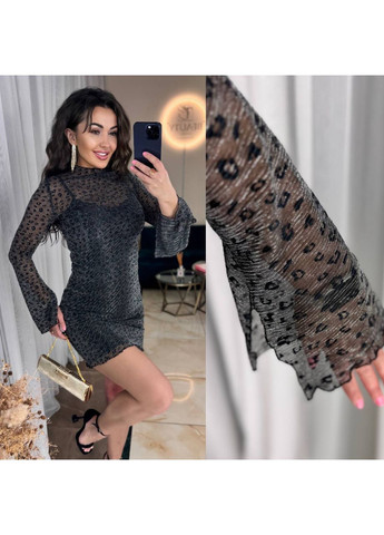 Чорна святковий, повсякденний, коктейльна жіноча сукня двійка силуетна Avanti леопардовий