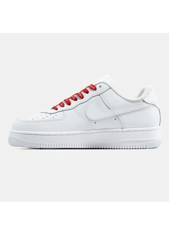 Кроссовки женские и мужские Nike Air Force 1 x Supreme White Red | Найк Эир Форс 1 Суприм низкие белые красные No Brand белые демисезоны (389168804)