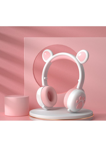 Бездротові дитячі навушники з мікрофоном ВК5 вушками ведмедика і LED підсвічуванням подарункові(Біла пудра) Atd (349824260)