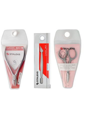 Набір CLASSIC 3в1 для обрізного манікюру: Кусачки 14 мм для грубої шкіри, Лопатка та Ножиці Staleks (363970395)