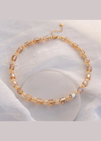 Чокер Чешский Хрусталь Люкс + Сахарный Кварц Шампань, фур-ра гип-ный сплав цвет золото d-7х6мм+- L-38-43см No Brand кварц латунь золото (301086727)