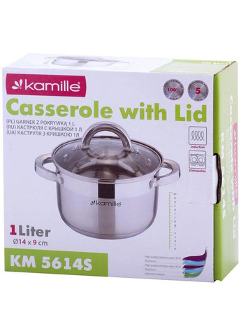 Каструля Mystery 1л зі скляною кришкою, низька Kamille (372174331)