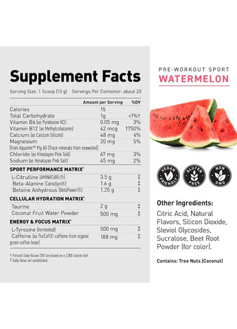 Предтренировочный комплекс Pre-Workout Sport 260 г, Watermelon Kaged Muscle (360788312)