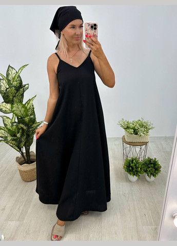 Черное платье с платком Garna однотонное