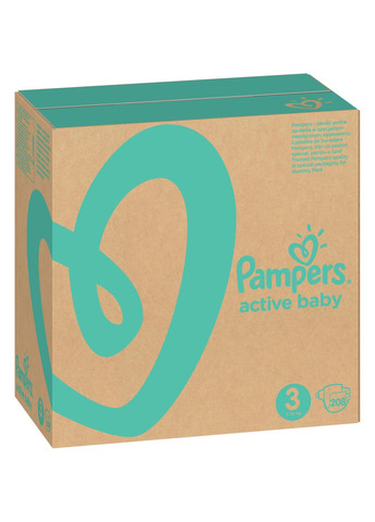 Підгузки Pampers active baby midi розмір 3 (6-10 кг) 208 шт (268140663)