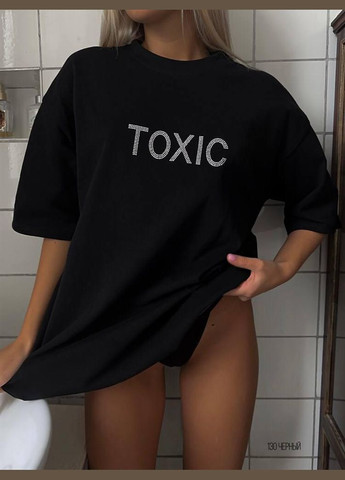 Черная летняя футболка с принтом toxic оверсайз черный с коротким рукавом JUGO TOXIC Merilin