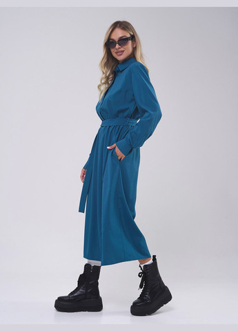 Бірюзова повсякденний сукні сукня-сорочка ISSA PLUS однотонна
