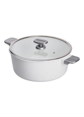 Алюминиевая кастрюля с керамическим антипригарным покрытием 5 л Ø 30 см белая HP-4-455W (A-033117) MGC (341307442)