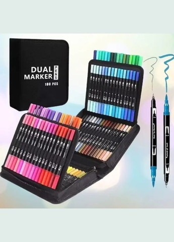 Фломастеры акварельные двухсторонние Dual Brush 100 шт маркеры на водной основе художественные для рисования с сумкой Touch (320587863)
