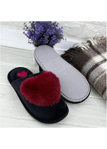 Черные тапочки кiмнатнi жiночi пухнастi е-0010230-4 чорнi Jomix