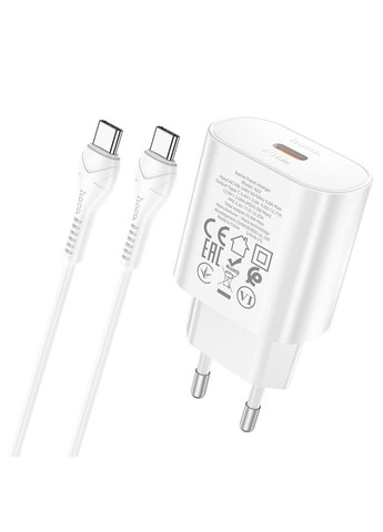 Мережевий зарядний пристрій N22 Jetta PD25W charger set(Type-C to Type-C)(EU) White Hoco (367724200)
