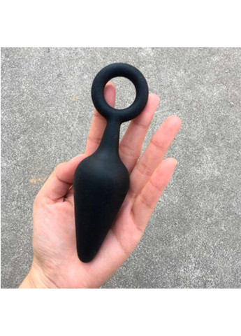 Черная силиконовая анальная пробка с кольцом Velvet Ring 4,3 см – Анальные игрушки No Brand (288538465)