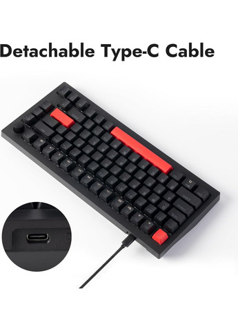 Клавіатура механічна X4 84Key, Keychron Brown, USB-A, QMK/VIA, Hot-Swap, EN/UKR, Red led, чорний Lemokey (322336691)