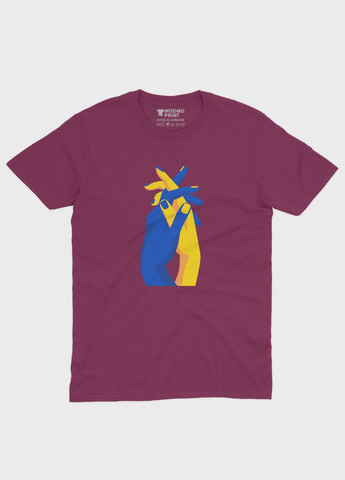 Бордовая мужская футболка с патриотическим принтом лодони (ts001-2-bgr-005-1-032) Modno