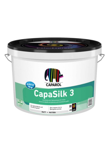 Моющаяся краска интерьерная матовая CapaSilk 3 10л Белая Caparol (317290592)