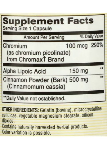 Cinnamon Alpha Lipoic Acid 60 Caps Mason Natural (291848638)