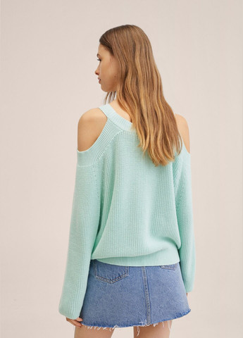 М'ятний демісезонний светр оверсайз, вʼязаний з вирізами джемпер Mango