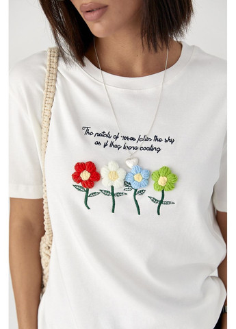 Футболка з в'язаними квітами Lurex Футболка - (370393270)