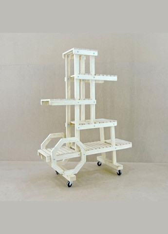 Подставка для цветов из дерева Мулино на колёсиках бланже (ЦВТ-018801) No Brand (328224792)