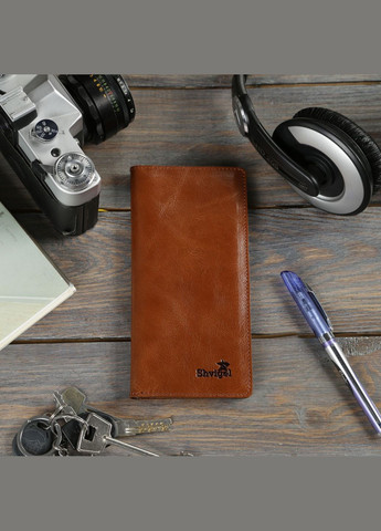 Мужской кожаный купюрник без застежки с отделением для карт коричневый (sku_13791) No Brand (327820454)