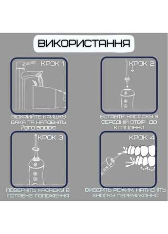 Портативний іригатор бездротовий для дітей та дорослих для догляду за зубами 5 режимів пульсуючий Nicefeel (370602838)