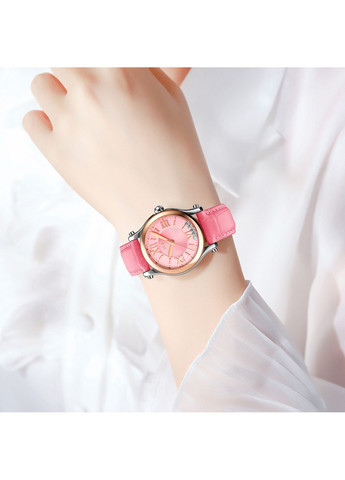 Жіночий годинник кварцовий з римськими цифрами рожевий класичний зі шкіряним ремінцем і водонепроникністю 30 м ProDobro (367264760)