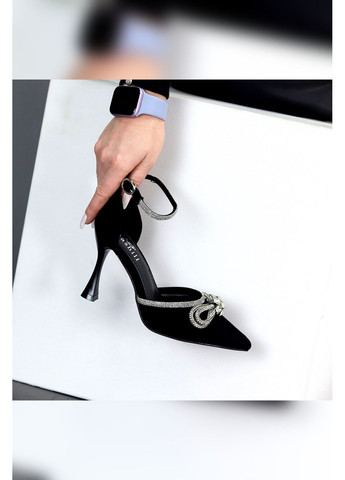 No Brand Ефектні жіночі туфлі чорний з штучна замша, — демісезон (369290315)