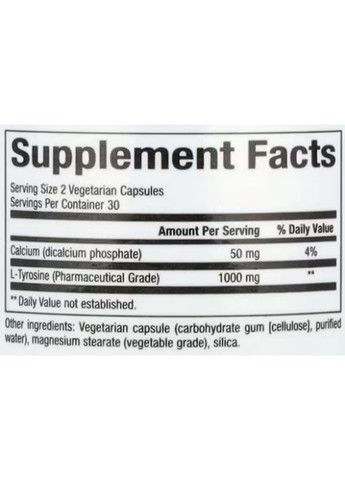 L-Tyrosine 500 mg 60 Veg Caps Natural Factors (300109310)