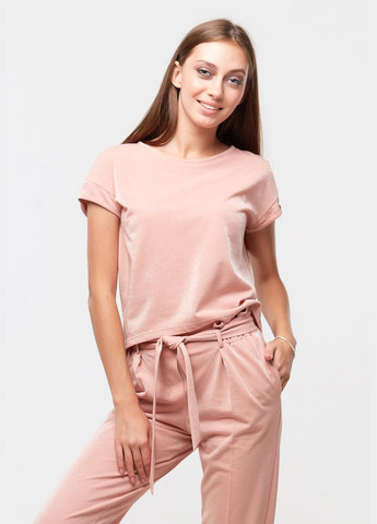 Трикотажний жіночий костюм з футболкою, рожевого кольору. ORA (282737199)