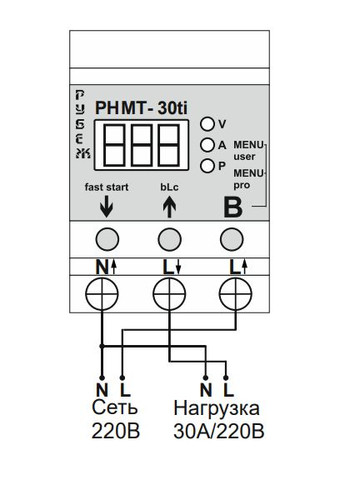 Багатофункціональне реле напруги РНМТ-40ti 40 А на DIN-рейку Rubezh (346088950)