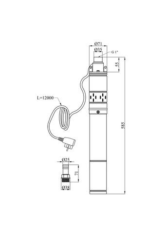 Насос глибинний шнековий 3QGD0.8-50-0.37 кВт Нmax 130 м Qmax 1,2 куб.м 370 Вт Pumpman (363262971)