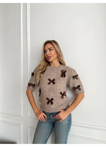 Бежевий демісезонний жіночий светр пуловер No Brand