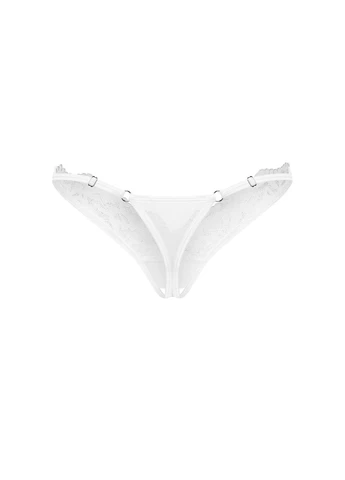 Кружевные трусики-стринги с открытым доступом Arrowel S/M черные Obsessive (391269236)