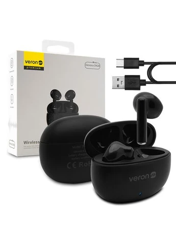 Bluetooth гарнітура TWS DN28 ANC Denoice Black — бездротові навушники з шумозаглушенням Veron (395866413)