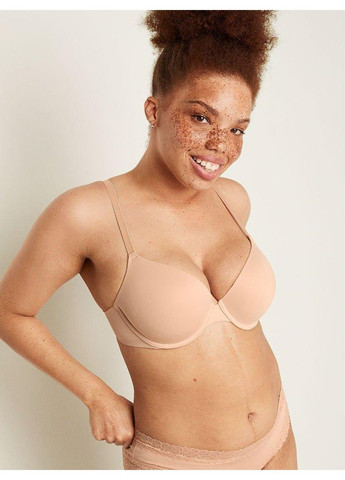 Бежевый бюстгальтер с пуш-ап pink wear everywhere push-up bra бежевый 38d(85d) Victoria's Secret