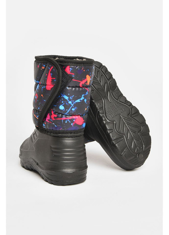 Черные дутики детские на меху черного цвета Let's Shop на липучке