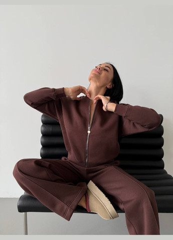 Женский теплый качественный спортивный костюм: кофта бомбер на молнии и брюки палаццо со стрелками с утеплением No Brand (316094549)