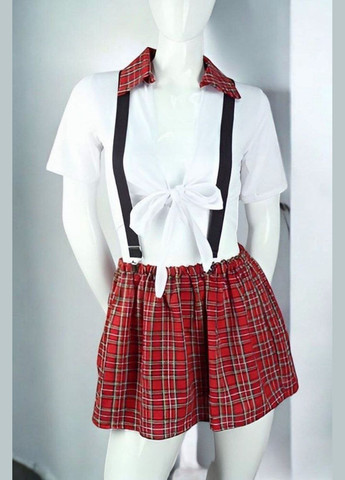 Костюм для ролевых игр топ с юбочкой белый с красным No Brand Студентка (328939692)