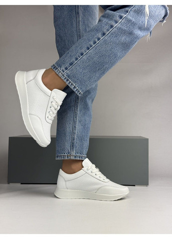 395 Кросівки Шкіряні Білі з перфорацією Hengji білі літо (335009312)