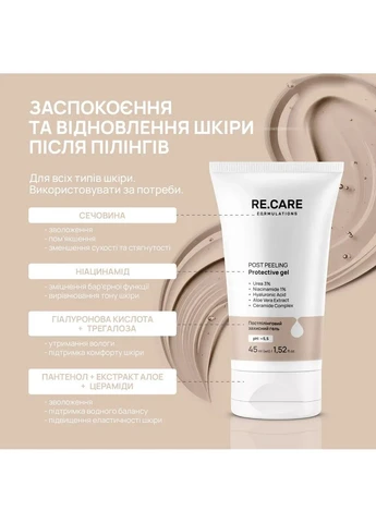 Постпілінговий захисний гель Post Peeling Protective Gel 45 мл Re.Care (369622864)