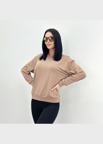 Кавовий базовий світшот із двонитки Fashion Girl (300850214)