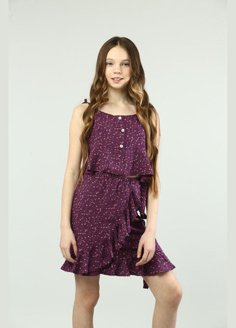 Фіолетовий літній костюм "на запах" фіолет спідничний IRmAS на запах