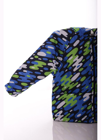 Синя демісезонна куртка нуль для хлопчика на холлофайбері з принтом ляпка синій 74 см (45053) BABYKROHA