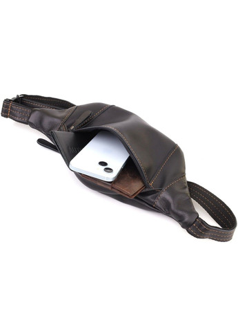 Мужская сумка-бананка из натуральной гладкой кожи 23125 Черный Shvigel (335081586)