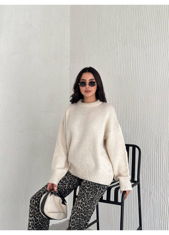 Молочний демісезонний жіночий светр пуловер No Brand