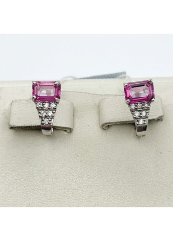 Сережки срібні з рожевим топазом 3,48 г No Brand (369737089)