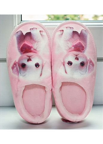 Розовые комнатные велюровые домашние тапочки для девочки валди Waldi