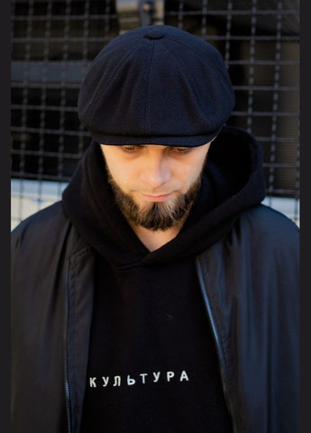 Мужская черная кепка восьмиклинка Full Black Man Without (326741682)